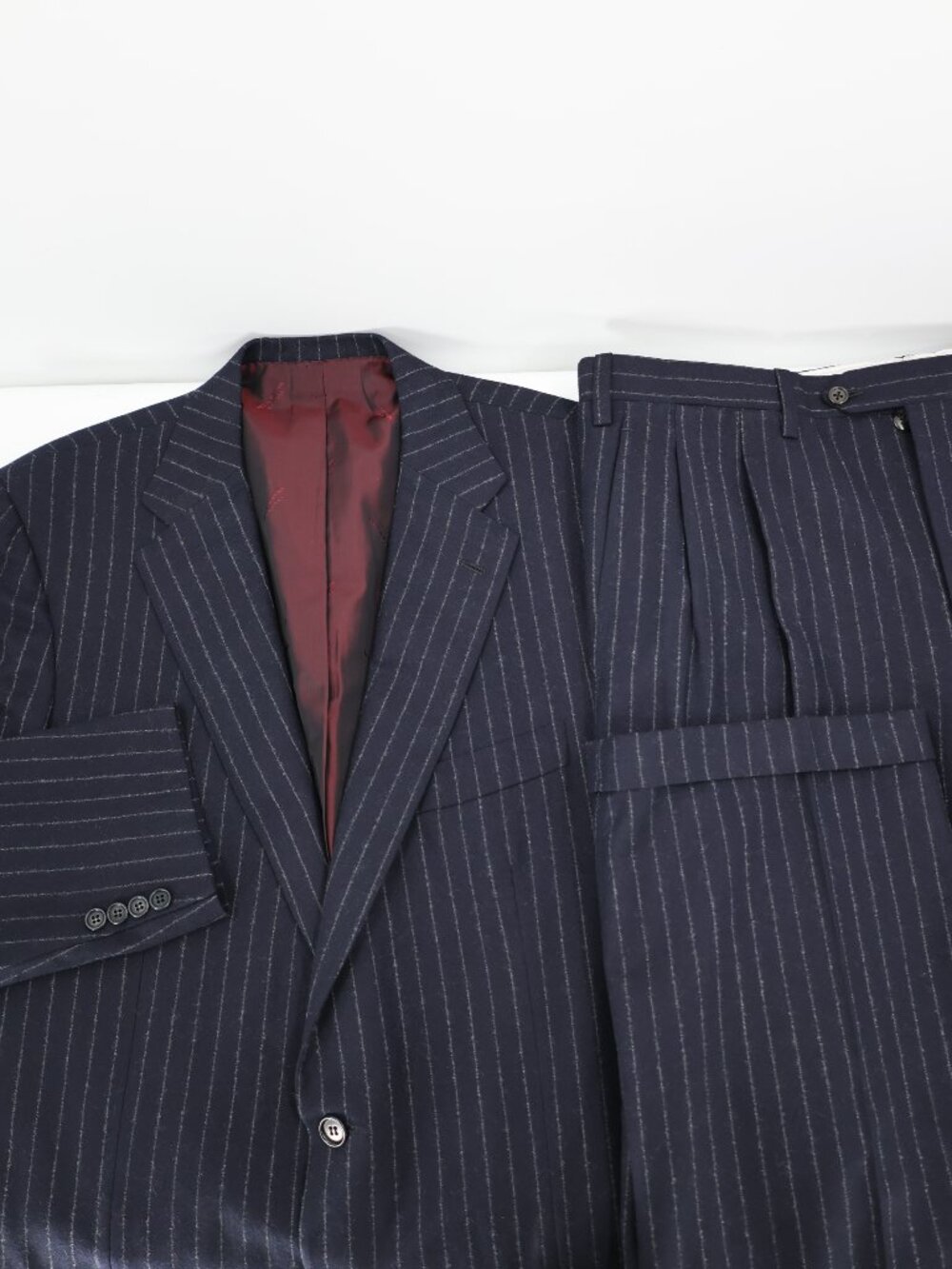 Kiton Suit Mens 44L 36x30 Wool cashmere Striped Two Piece Made in Italy cuffed